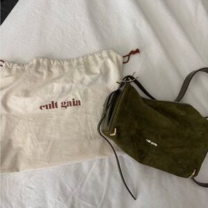 Cult Gaia Moss Green Suede Crossbody Bag